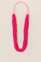 Francesca's Capri Beaded Statement Necklace In Pink - Neon Coral