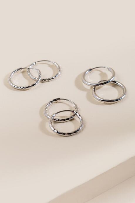 Francesca Inchess Silver Textured 3 Pk Hoop Earrings - Silver