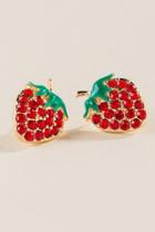 Francesca's Strawberry Studs With Red Stones - Red