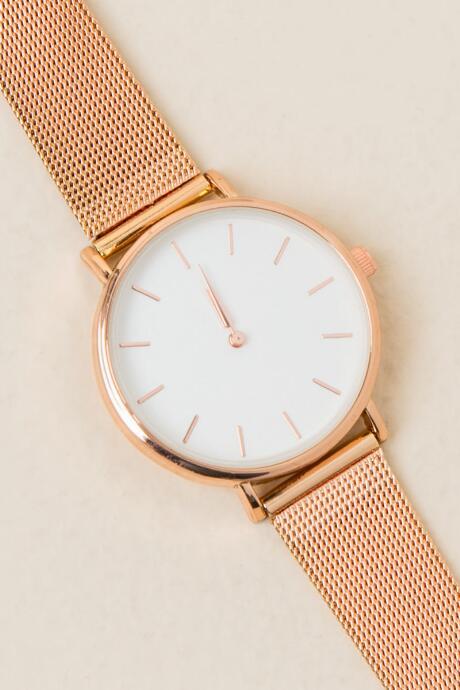 Francesca's Dora Mesh Band Watch - Rose/gold