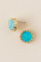 Francesca's Ming Druzy Stud Earring In Turquoise - Turquoise