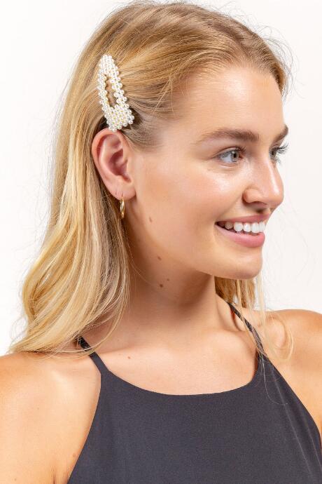 Francesca's Pearl Snap Barrette - Gold