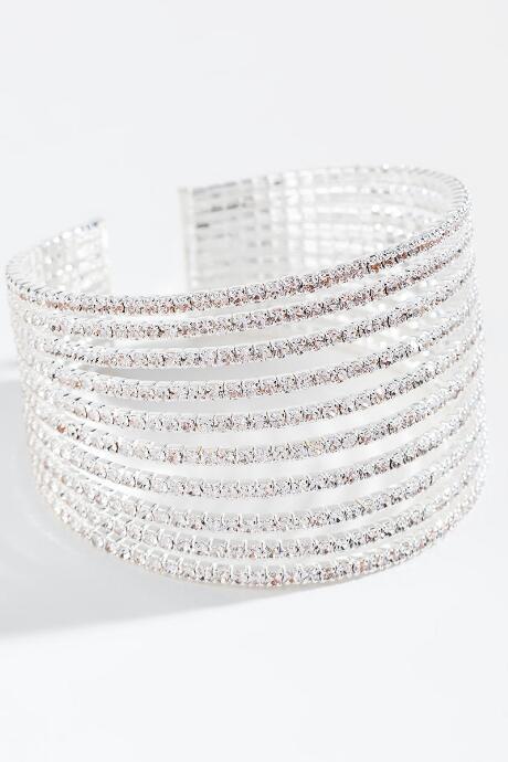 Francesca's Ciara Cupchain Wide Bangle In Silver - Silver