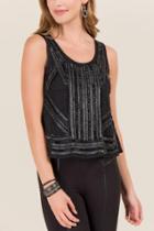 Francesca's Emmy Cropped Beaded Tank - Black