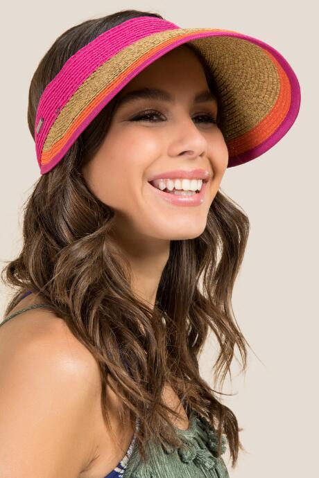 Francescas Lina Straw Visor - Pink