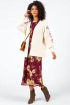 Francesca's Nanette Embroidered Sleeve Cardigan - Ivory