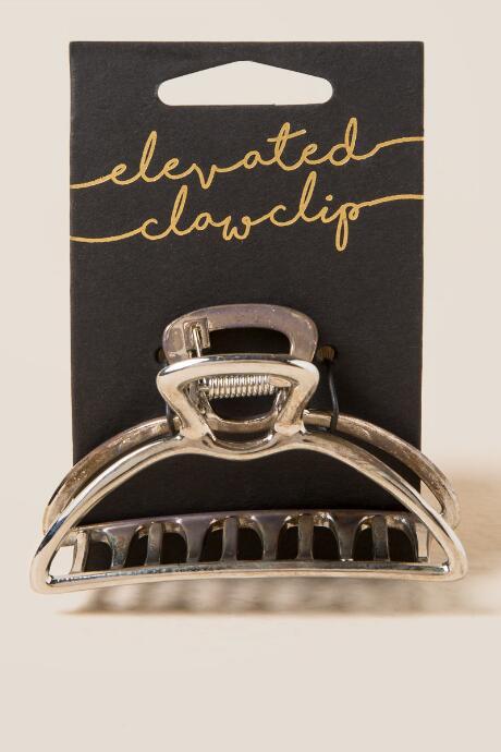 Francesca's Gabi Elevated Metallic Claw Clip - Silver