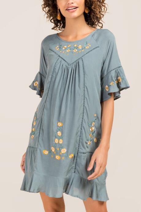 Francesca Inchess Juliette Floral Shift Dress - Teal