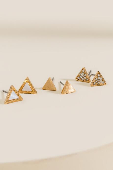 Francesca Inchess Melanie Triangle Stud Set - Gold
