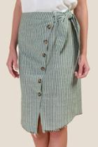 Francesca's Jayda Button Down Wrap Skirt - Forest