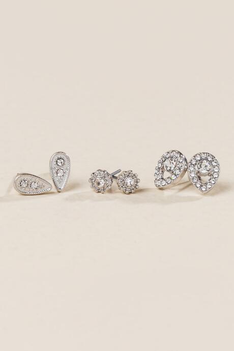 Francesca's Rosana Crystal Stud Set - Crystal
