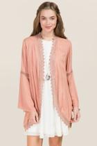 Blue Rain Brio Bell Sleeve Crochet Kimono - Rose