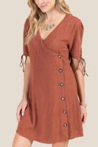 Francesca's Jamison Button Down Wrap Dress - Amber
