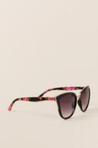 Francesca's Shea Cat Eye Sunglasses In Floral - Black