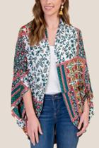 Francesca's Ainsley Patchwork Floral Kimono - Forest