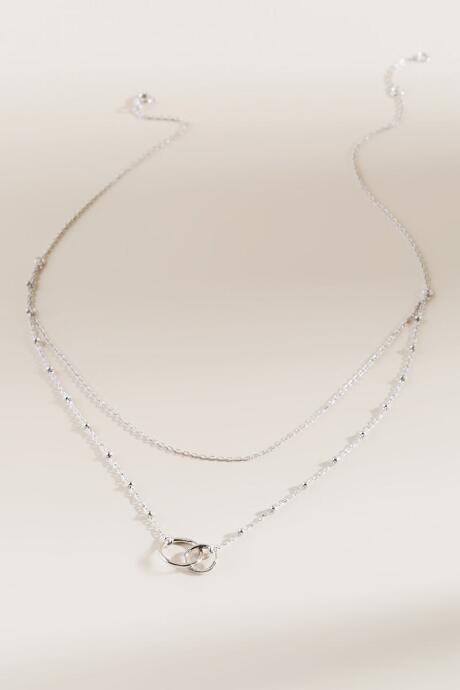 Francesca's Tara Sterling Silver Layered Circle Link Necklace - Silver