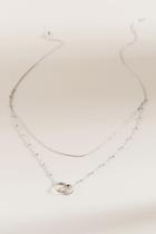 Francesca's Tara Sterling Silver Layered Circle Link Necklace - Silver