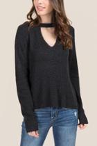 Mi Ami Moore Keyhole Pullover Sweater - Gray