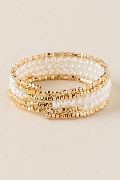 Francesca's Gilda Pearl Coil Bracelet - Pearl