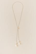 Francesca's Emilia Bead Pearl Long Necklace - Mixed Plating