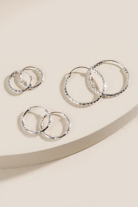Francesca's Steph Hoop Earring Set - Silver