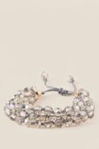 Francesca's Alexandria Glass Bead Pull Tie Bracelet In Gray - Gray