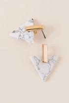 Francesca's Rima Howlite Triangle Earring - White
