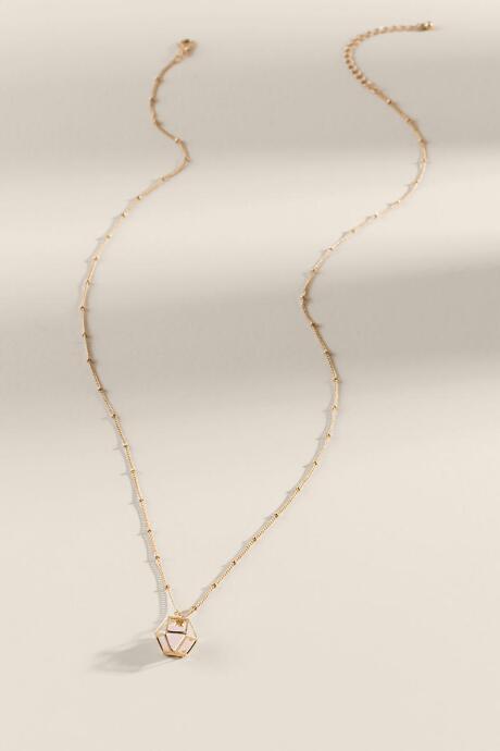 Francesca's Power Stone Caged Ball Pendant Necklace In Pale Pink - Pale Pink