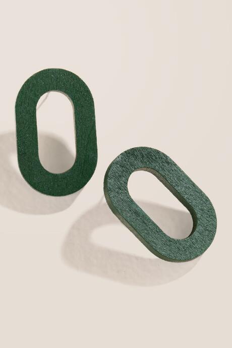 Francesca's Christina Open Oval Earrings - Olive