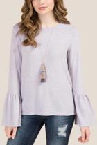 Francesca's Randi Extreme Bell Sleeve Hacci Top - Orchid