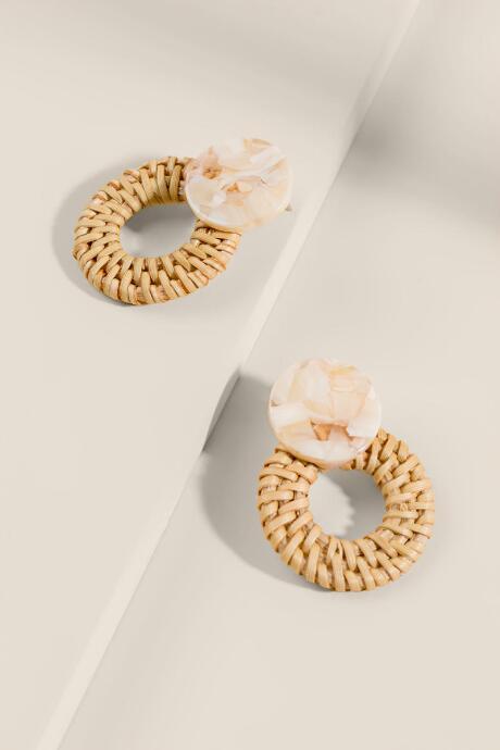 Francesca Inchess Tianna Rattan Earrings - Ivory