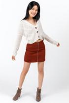Francesca's Rayen Zip Front Mini Skirt - Tortoise