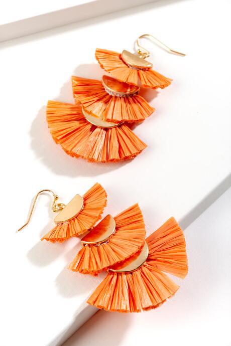 Francesca's Gina Layered Chandelier Earrings - Neon Coral