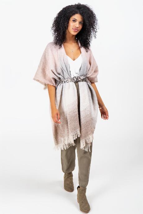 Francesca's Kelly Multi Color Kimono - Taupe