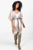 Francesca's Kelly Multi Color Kimono - Taupe