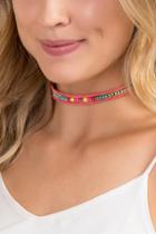 Francesca's Tess Beaded Coil Choker In Neon Pink - Neon Pink