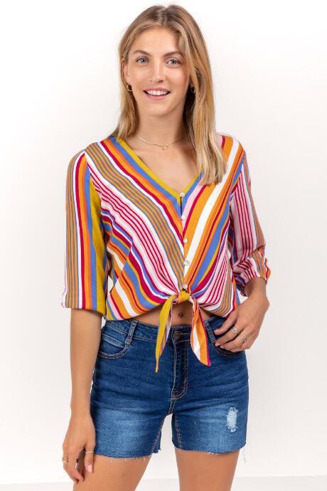 Francesca Inchess Liza Rainbow Blouse - Tangerine