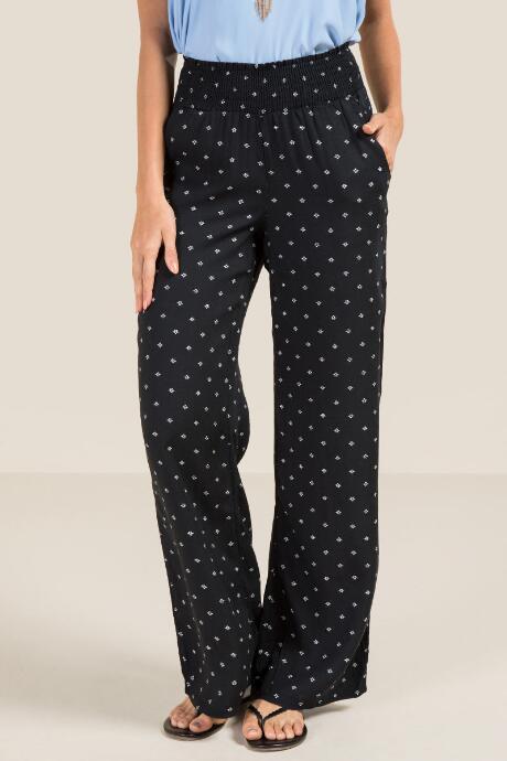 Francesca Inchess Mariah Smocked Waist Floral Palazzo Pants - Black