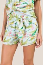 Francesca's Poppy Tie Waist Tropical Soft Shorts - Light Blue