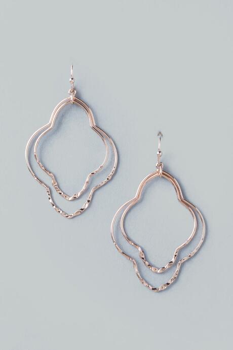 Francesca's Bia Rose Gold Quatrefoil Earrings - Rose/gold