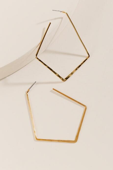 Francesca's Tyra Pentagon Hoop Earrings - Gold