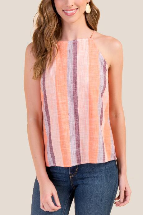 Francesca's Marsha High Neck Tank Top - Tangerine