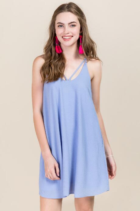 Mi Ami Shawnee Strappy Shift Dress - Oxford Blue