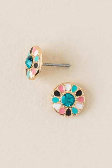 Francesca's Priscilla Circle Stud Earring - Multi