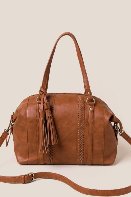 Francesca's Quinn Tassel Satchel - Cognac