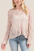Francesca's Jadyn Pointelle Sweater - Blush