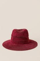 Francesca's Madeline Woven Panama Hat - Burgundy