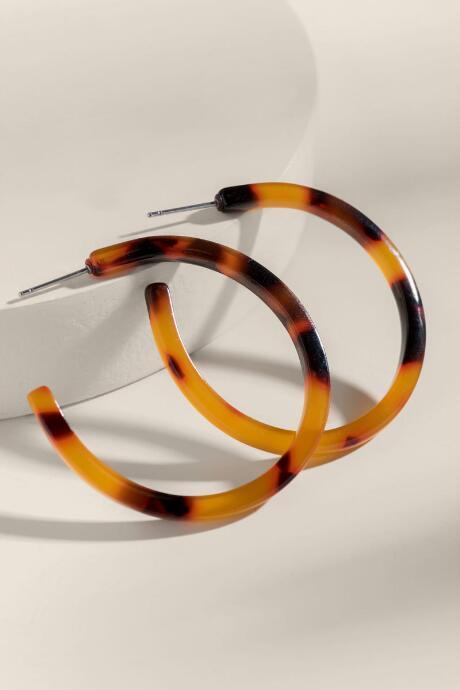 Francesca's Ella Tortoise Hoop Earrings - Amber