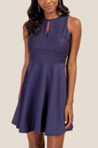 Francesca's Leighton Brocade Combo Dress - Navy