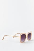 Francesca's Sally Square Frame Sunglasses - Ivory